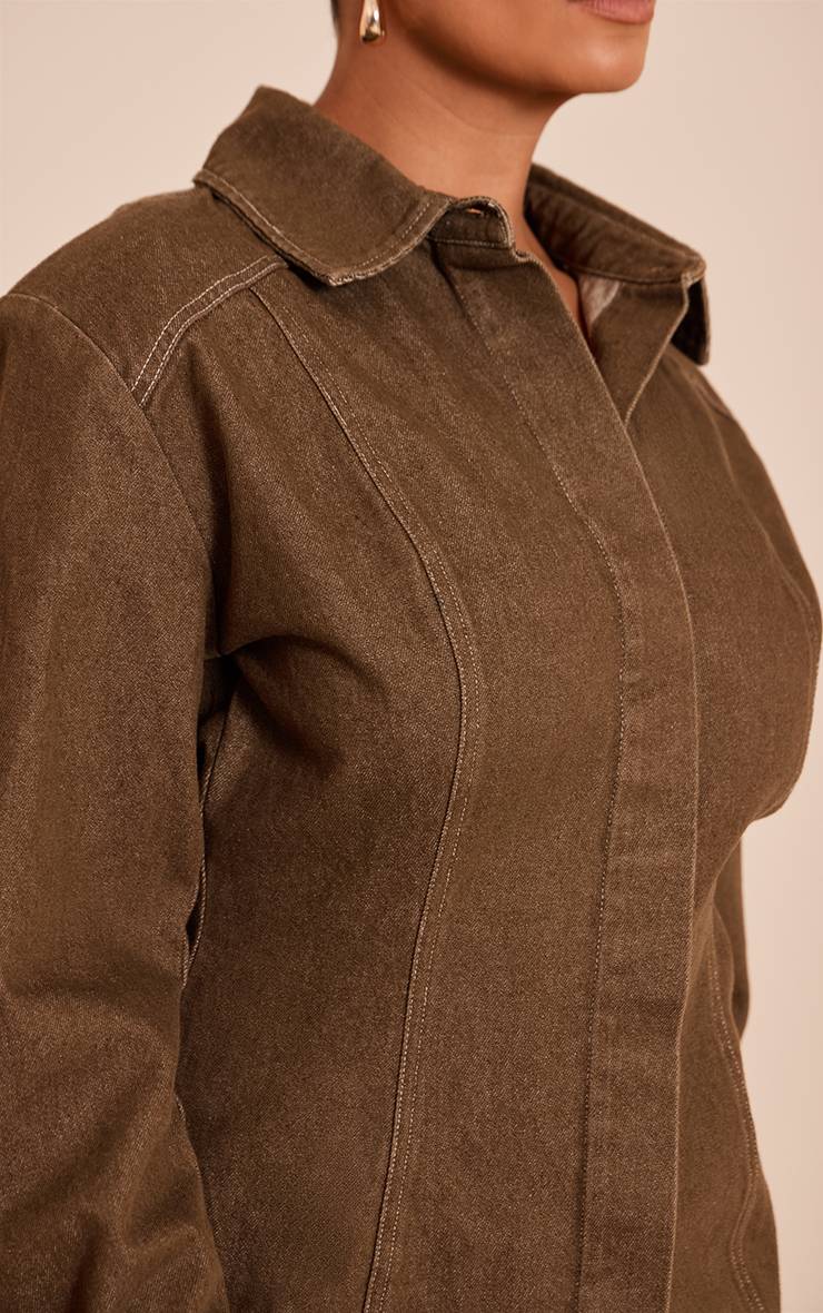 Kaki Chemise En Sergé À Taille Cintrée Shape