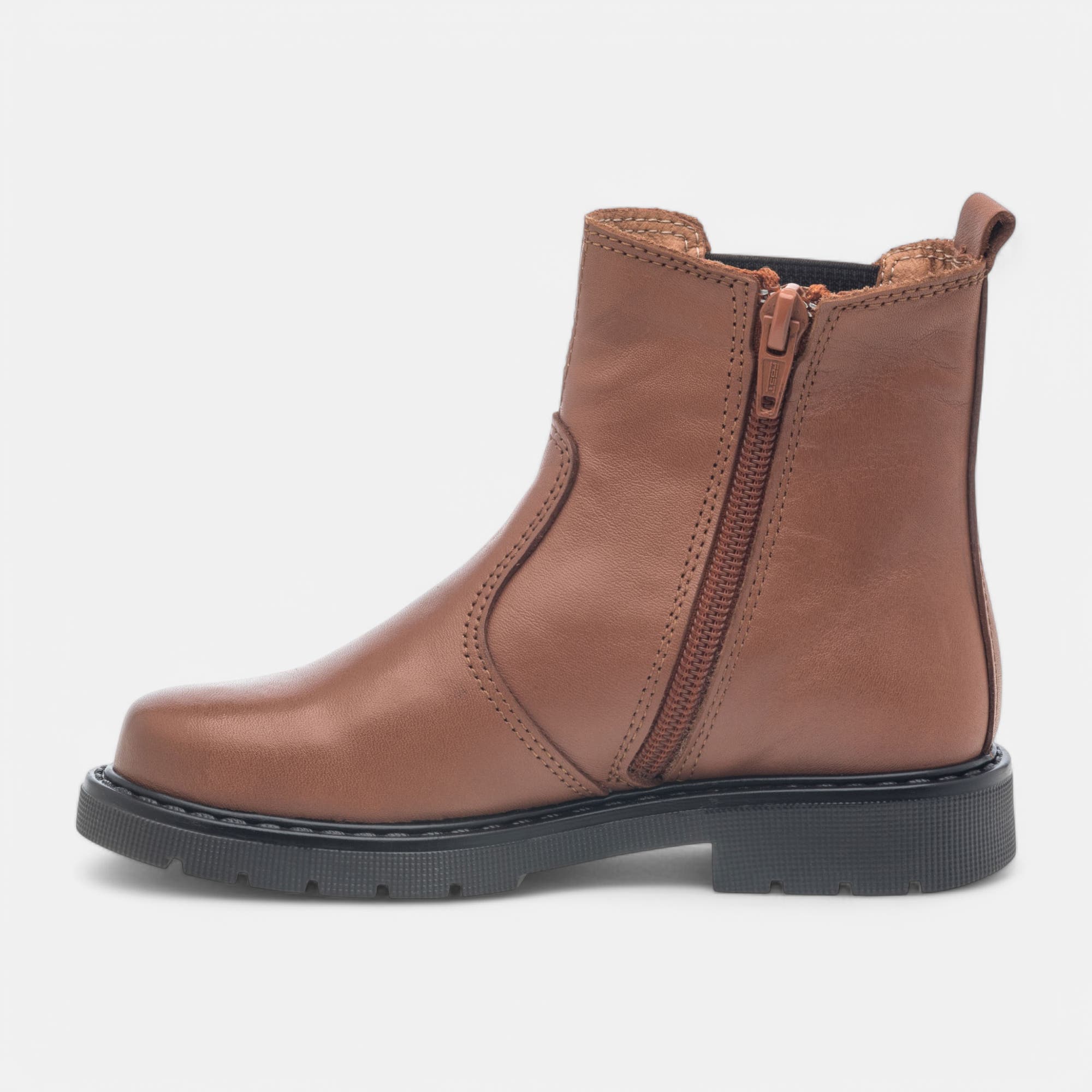Bottines Fille en cuir cognac