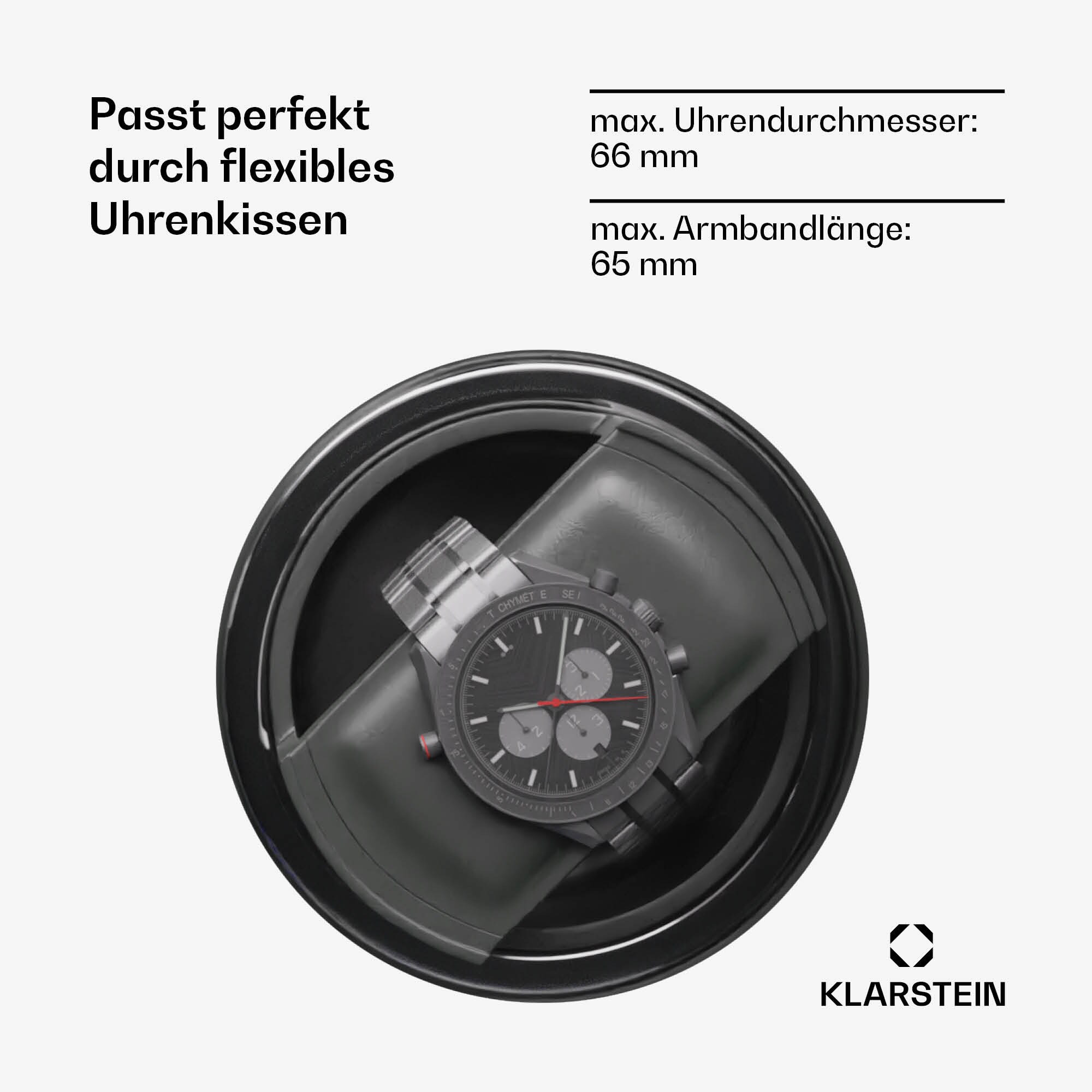 Verdon 4 Uhrenbeweger 4 Uhren 3 Modi 5 Geschwindigkeiten LED Fernbedienung Schwarz