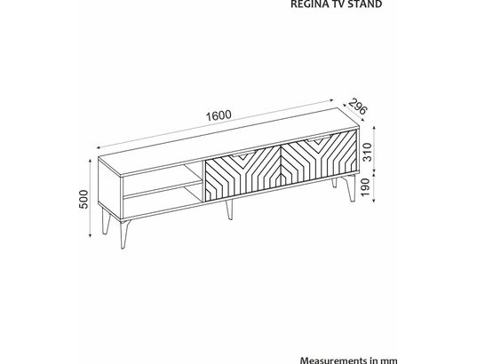 CONCEPT1 - Meuble TV Regina blanc 160 x 29,6 x h50 cm