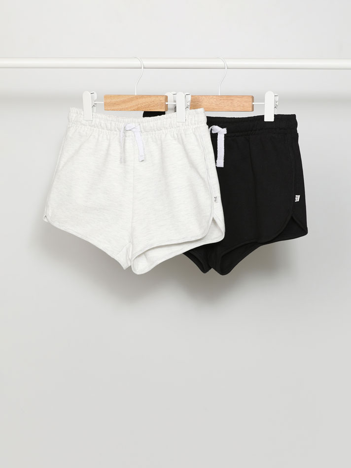 Conjunto de 2 shorts de lã polar lisos e básicos - Preto