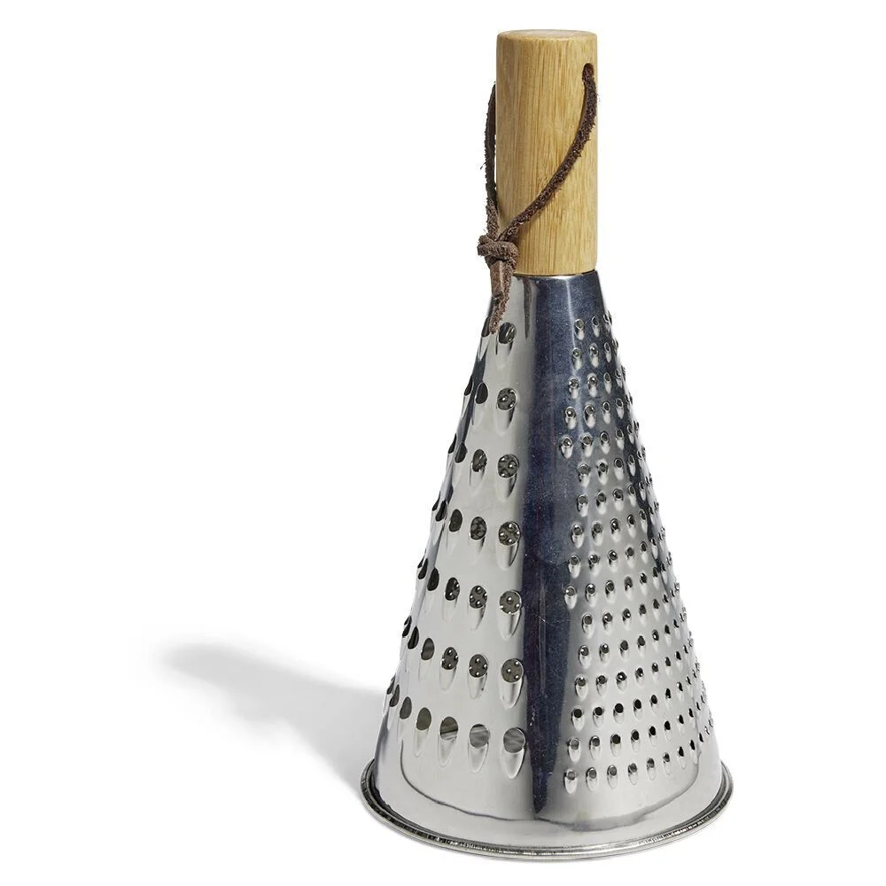 Râpe conique multifonction inox gris et manche bambou