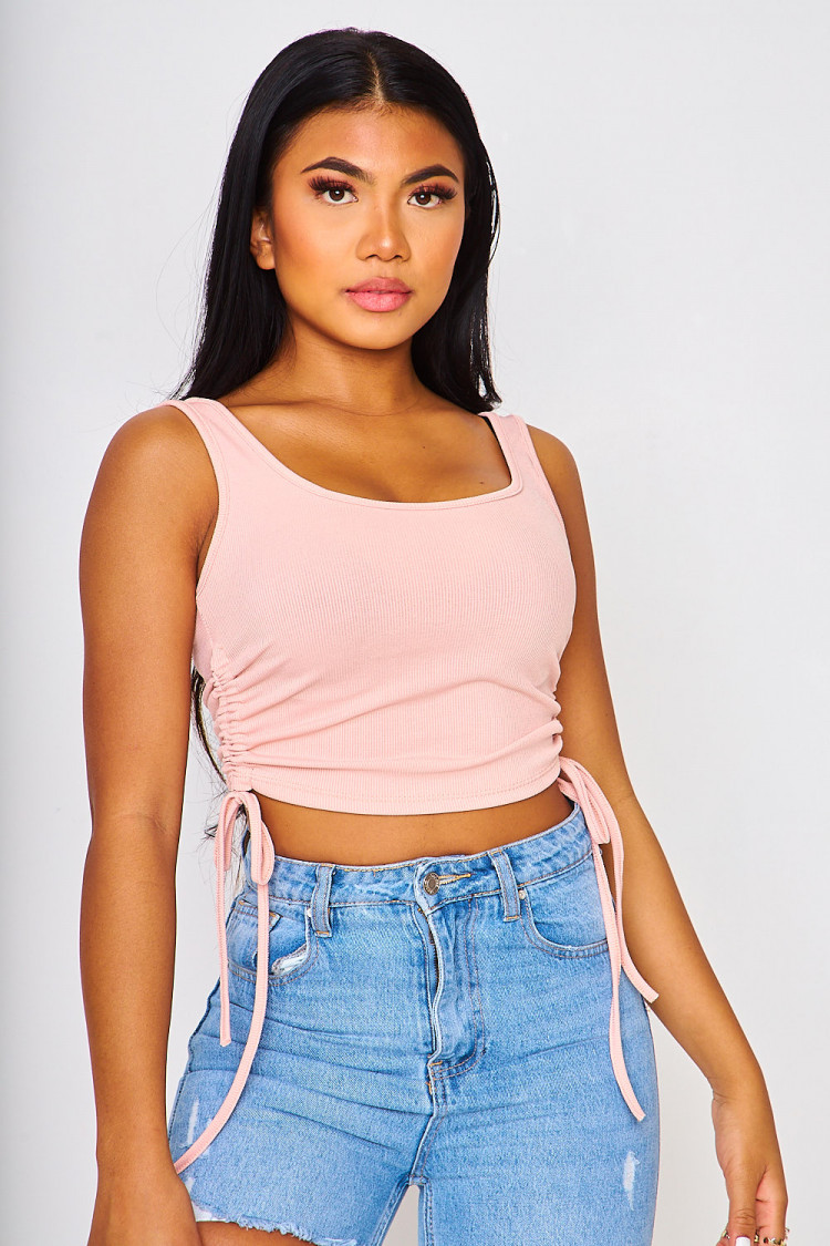 Crop top à fronces sur les côtés