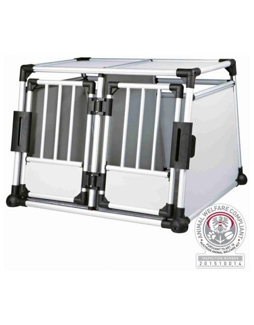 Trixie Dubbele Vervoersbox Auto - Autohondenbench - 93x64x88 cm Zilver M\/L