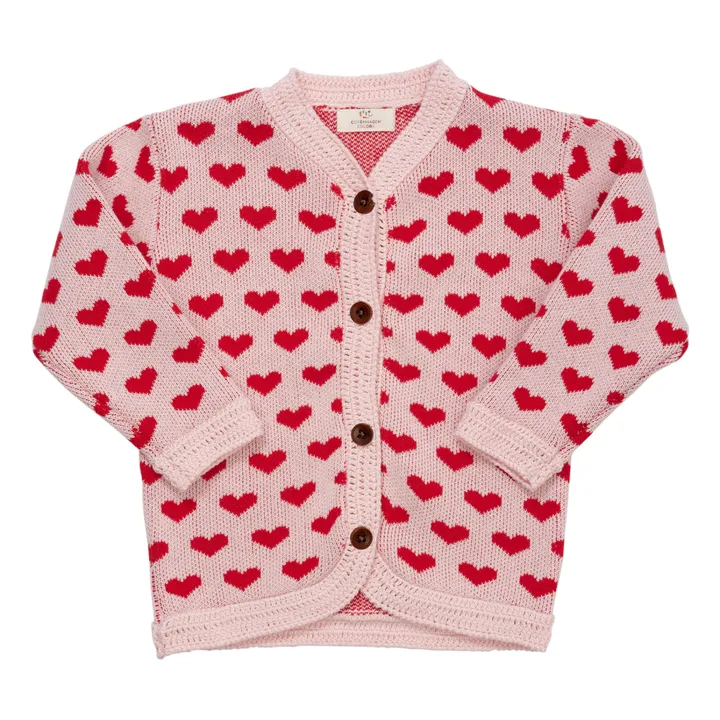 Copenhagen Colors Cardigan Crochet Cœurs | Rose pâle