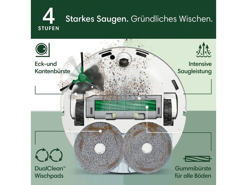 iRobot Saug- und Wischroboter Roomba Plus 405 Combo   AutoW Zwei Wischmops für eine Streifenfreie Reinigung im ganzen Zuhause