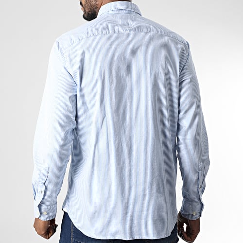 Chemise Manches Longues Core 1985 Flex Oxford Stripes 5039 Blanc Bleu Clair