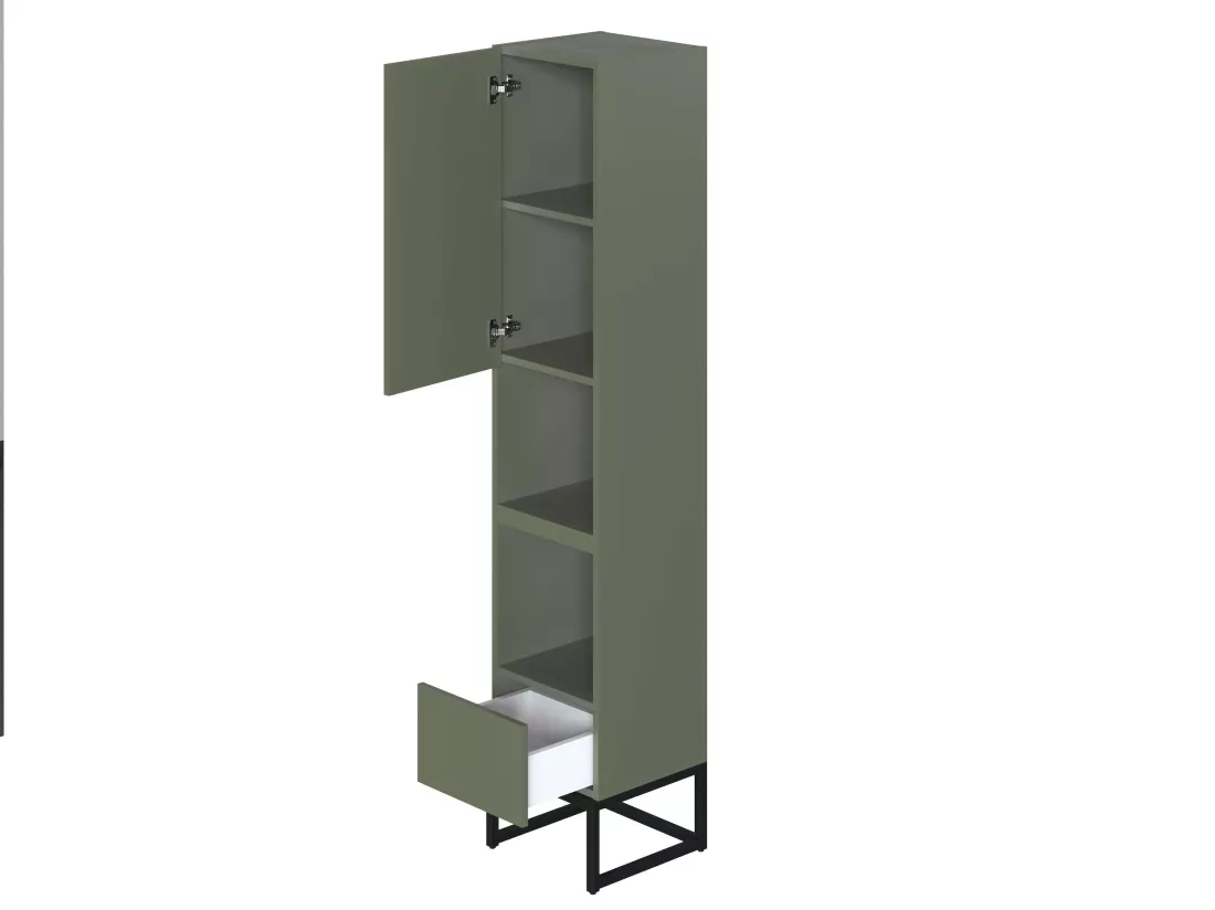 Colonne de salle de bain SPA 1 porte 1 tiroir 180x35x35 cm vert T-BATH