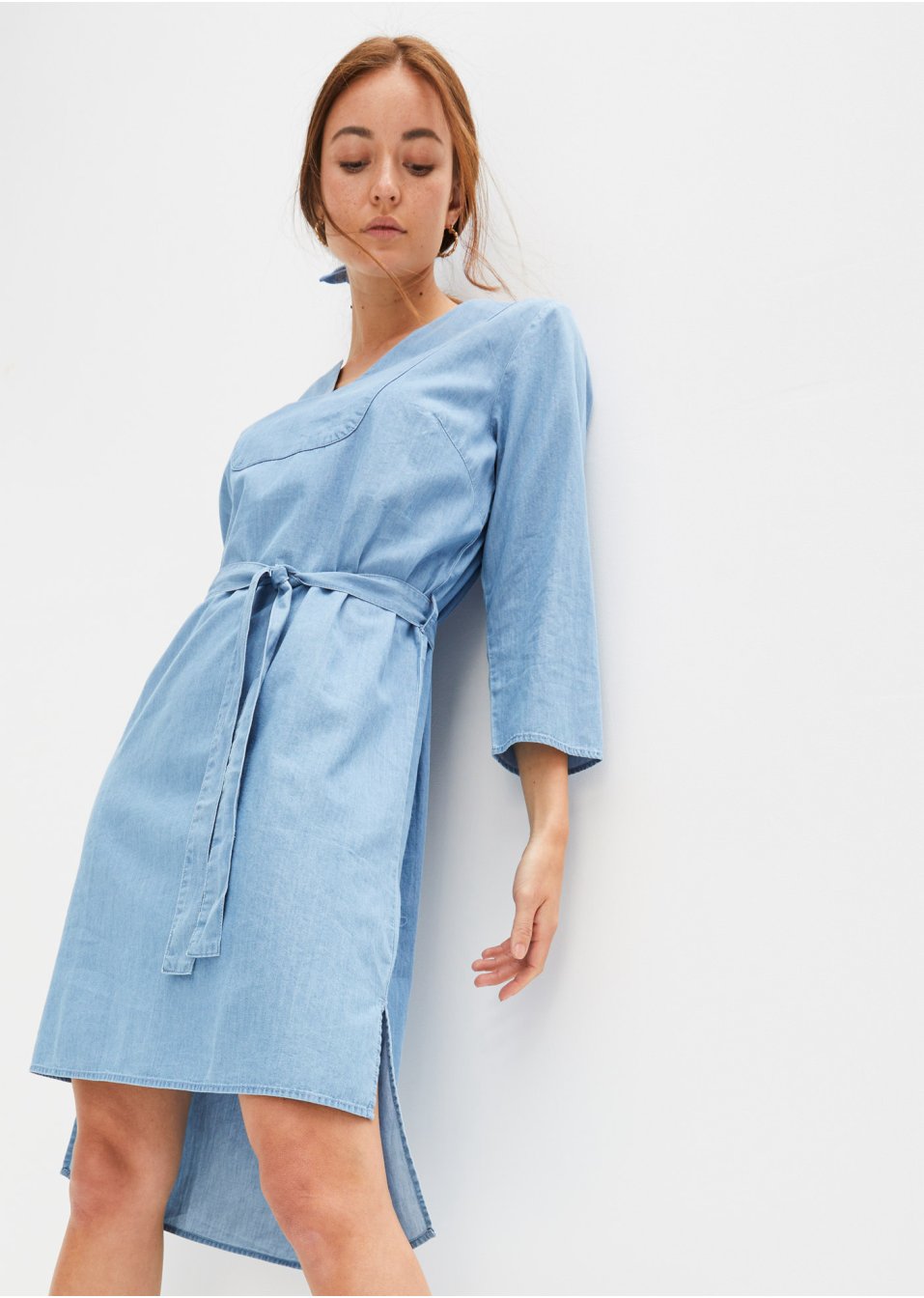 Robe-tunique en jean à manches 3/4