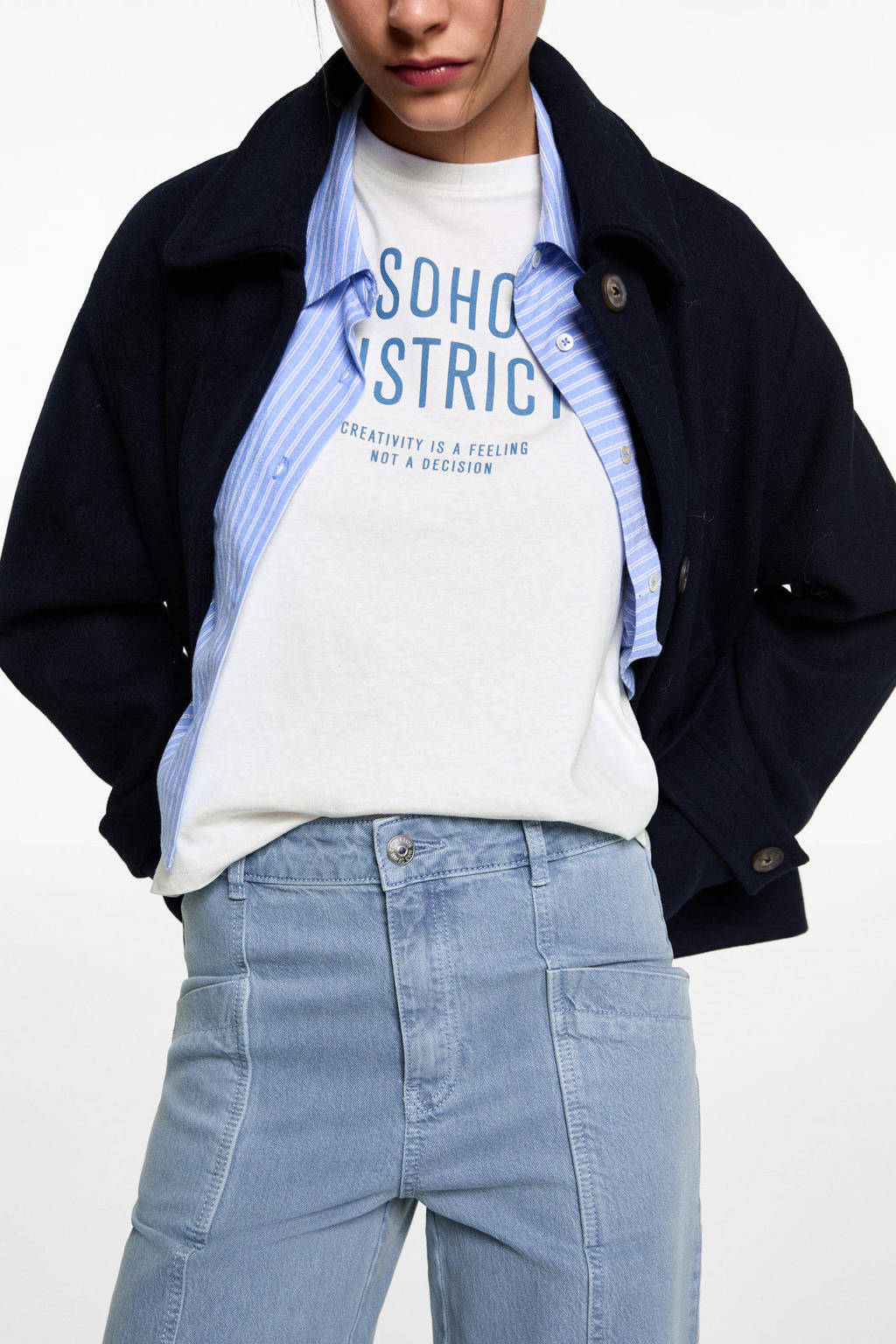 MANGO TEEN wide leg jeans middenblauw