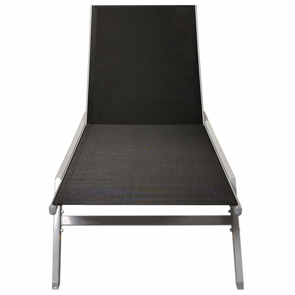 Transat chaise longue bain de soleil lit de jardin terrasse meuble d'extérieur acier et textilène noir