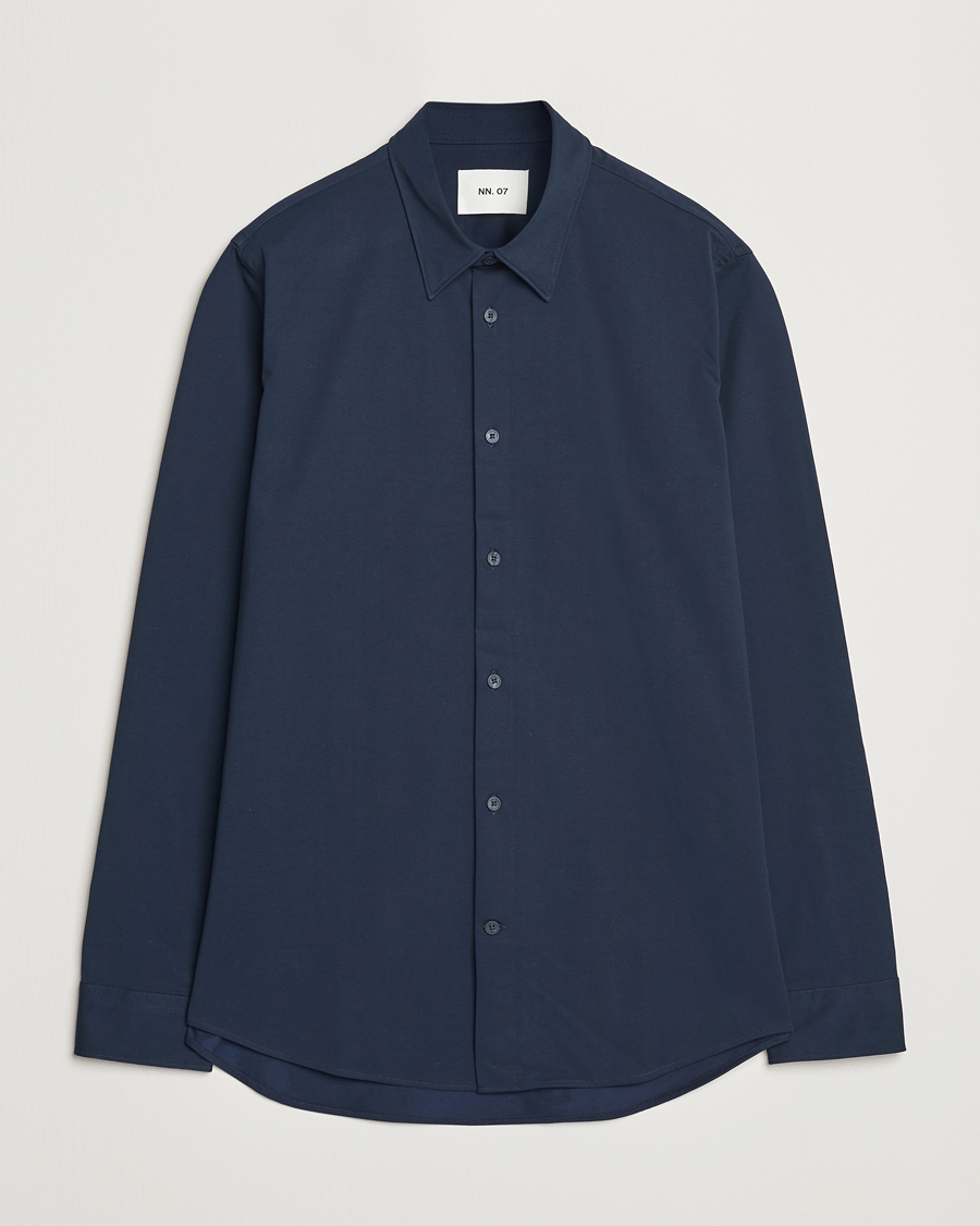 NN07 Elian Mercerized Cotton Shirt Navy Blue