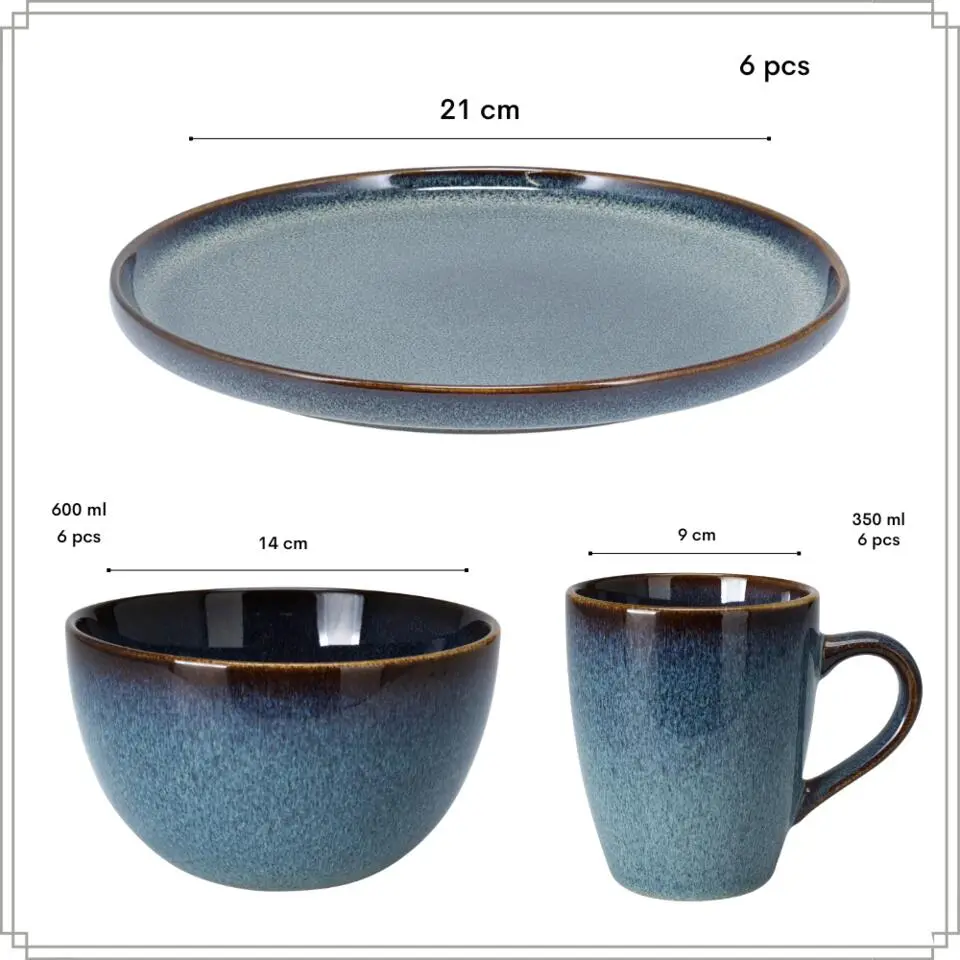 OTIX Serviesset 6 Persoons met Bordenset Soepkommen 600ml Koffiekopjes 350ml...
