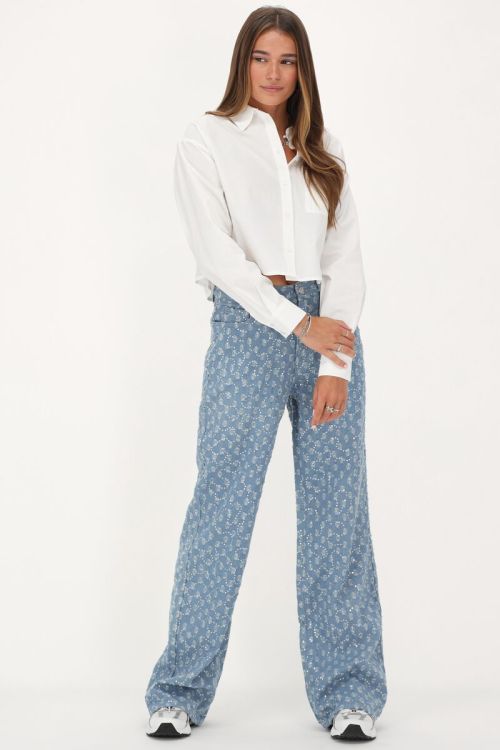 Blauwe denim jeans met pailletten
