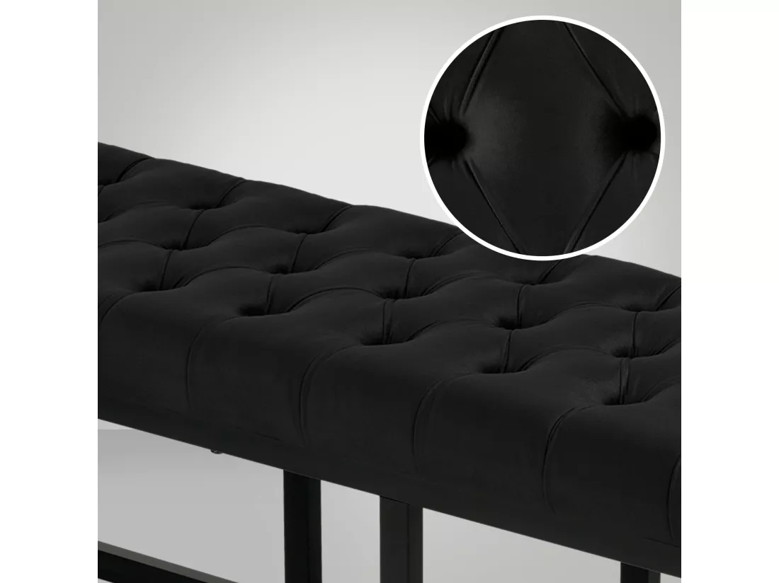 Banquette - Velours & Métal noir mat - Noir - Polson