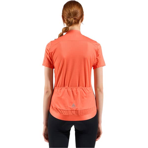 Maillot vélo ODLO ZEROWEIGHT CHILL-TEC S/U COLLAR S/S FULL ZIP W LIVING CORAL