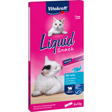 Vitakraft Liquid Snack met Zalm en Omega 3, 6 Stuks