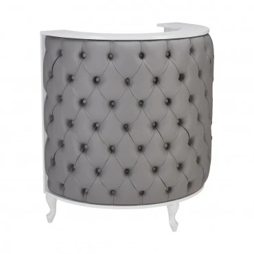 Caisse ROYAL I Arrondie Matelassée avec Boutons Structure Blanc Mat