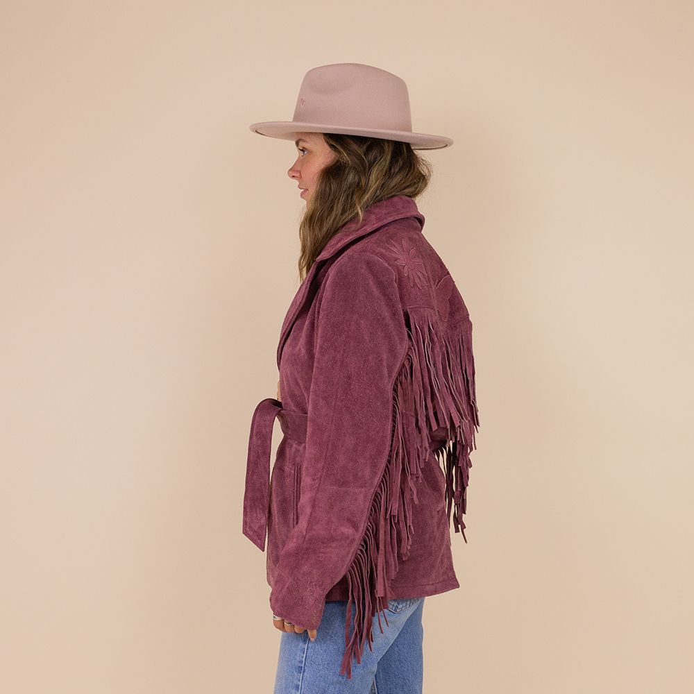Moonrise dames fringe jacket Kodi raspberry