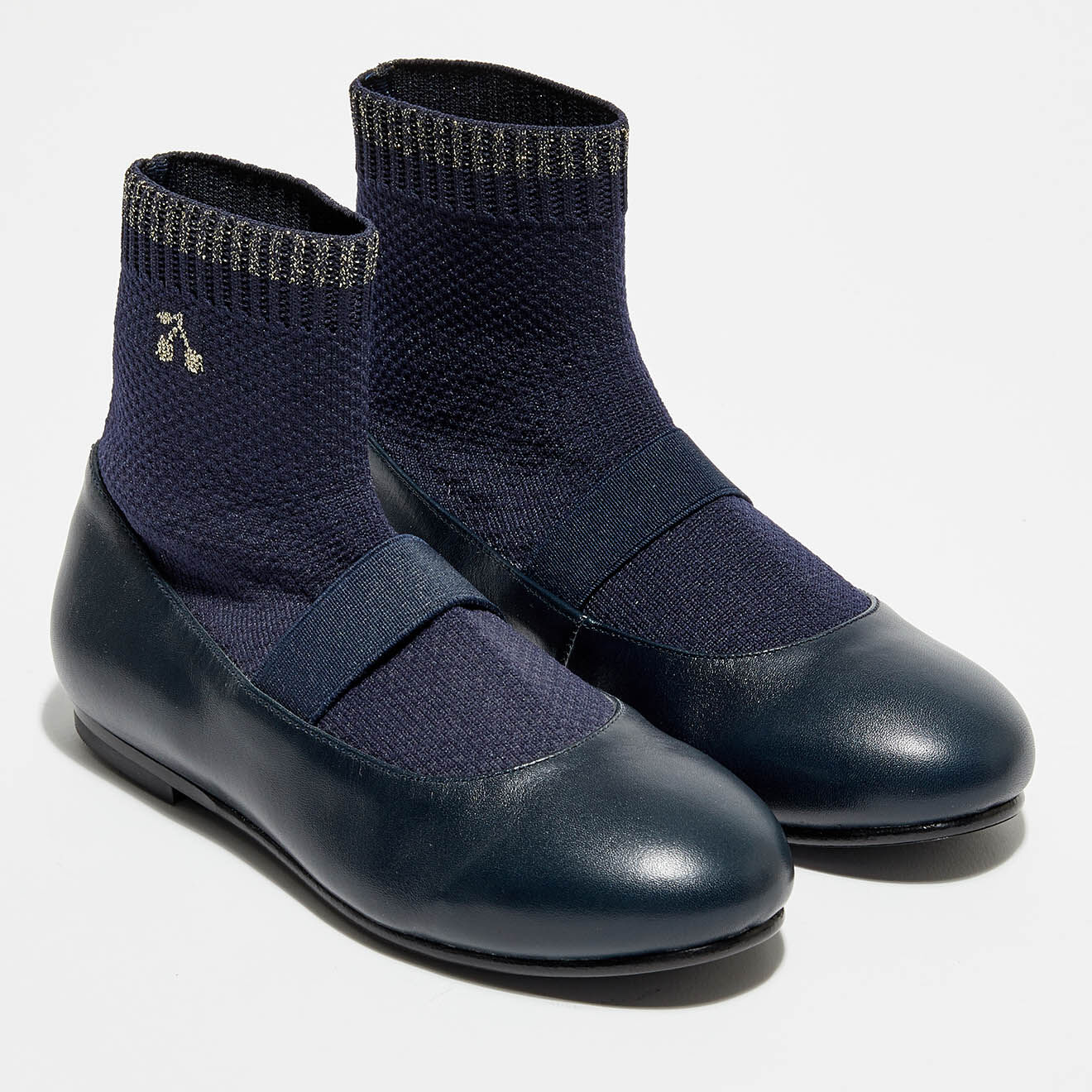 Bonpoint Ballerines en Cuir avec chaussettes Lula marine