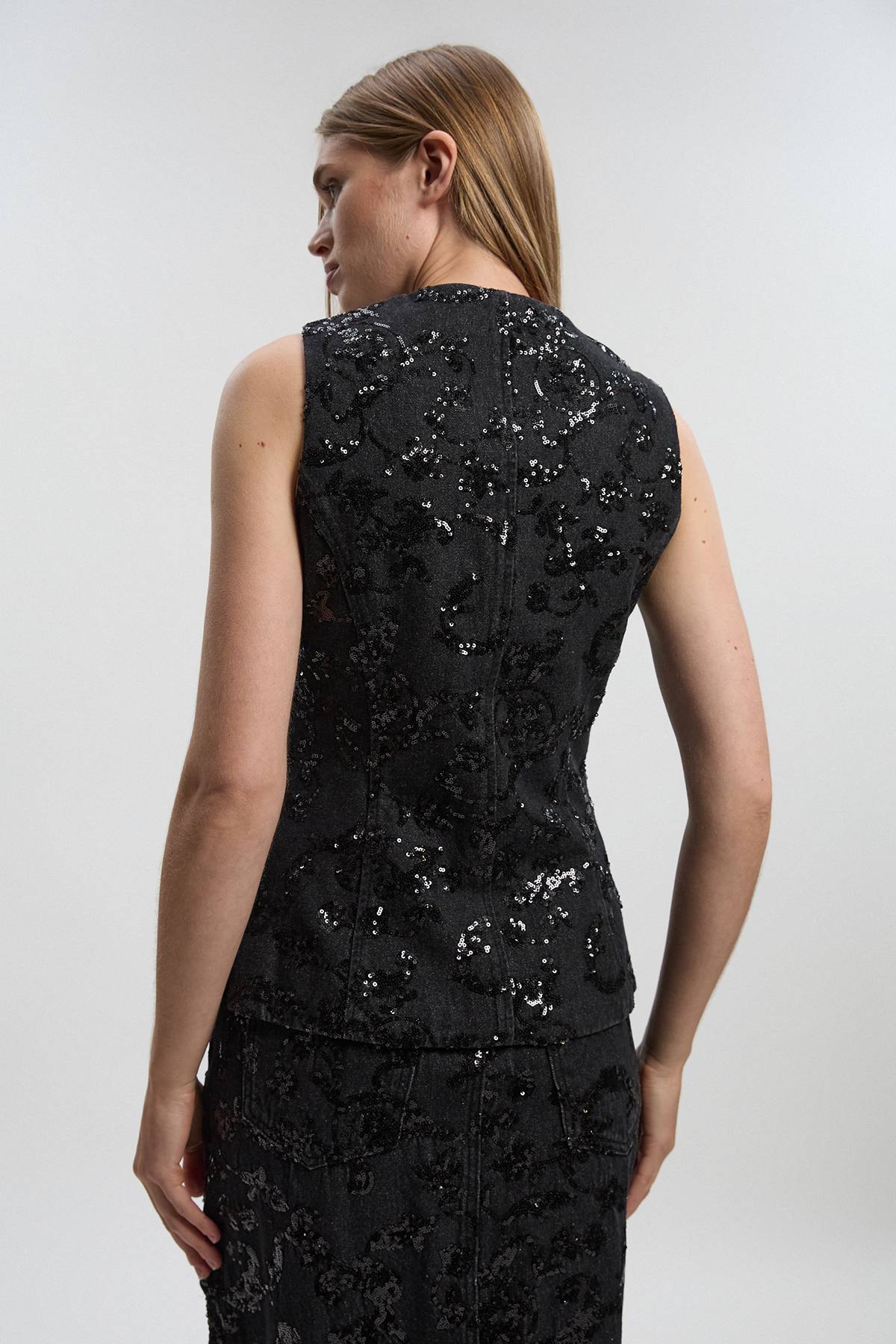 KarenMillen Gilet en Jean à Sequins