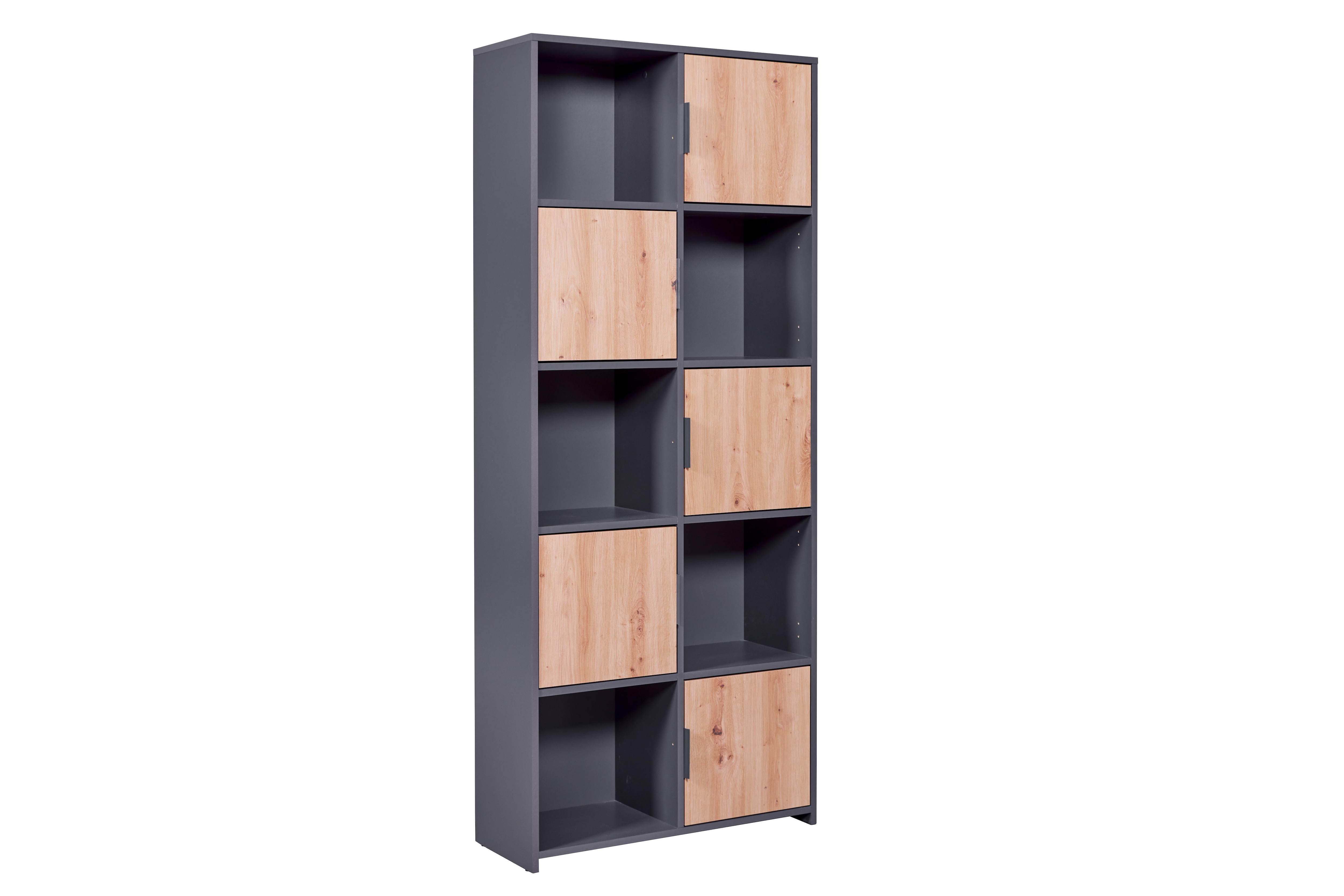 Inter Link Bücherregal Standregal Pepeto -versch. Ausführungen -Anthrazit und Eiche Artisan Nachbildung