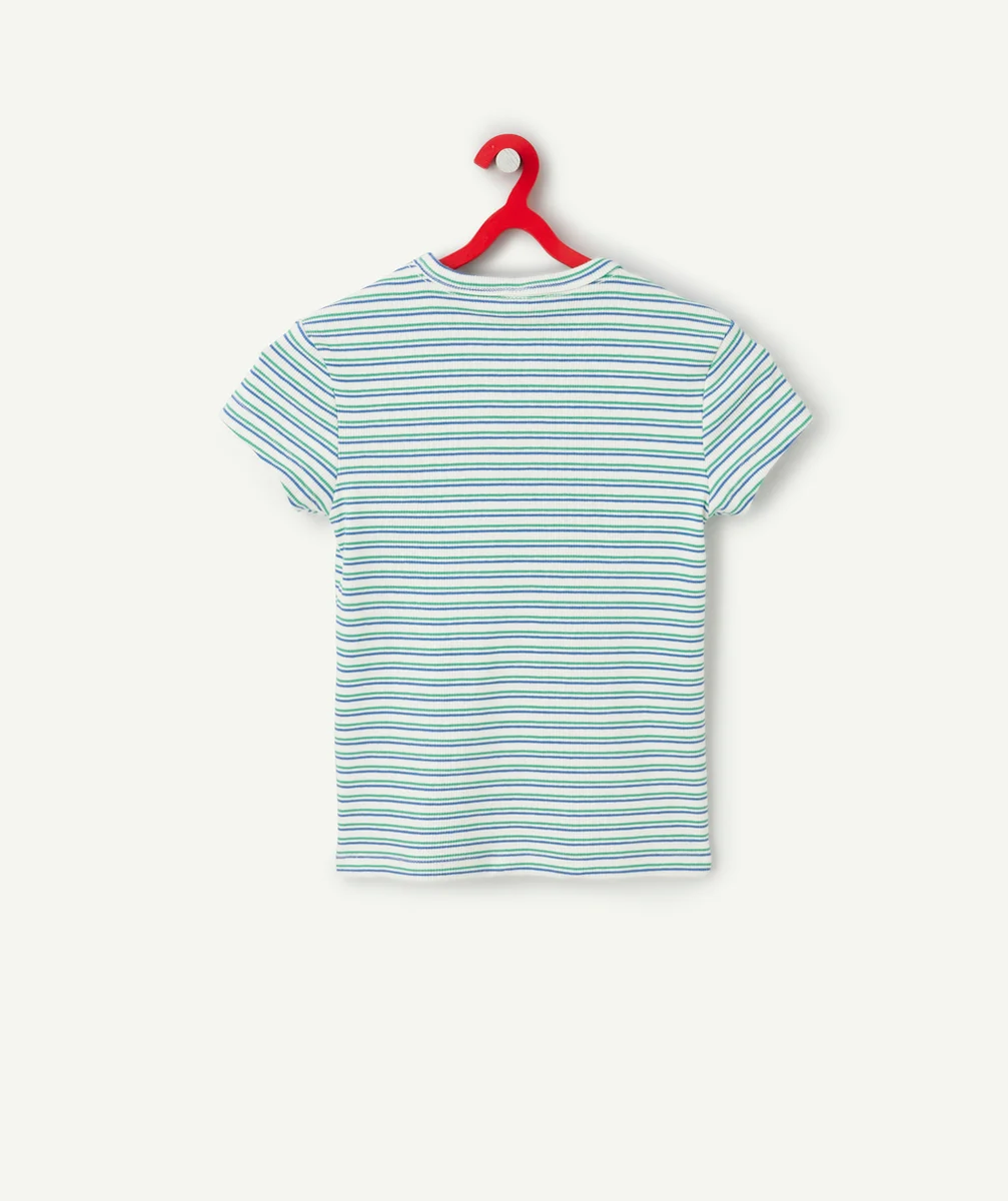 t-shirt manches courtes fille en coton bio à rayures