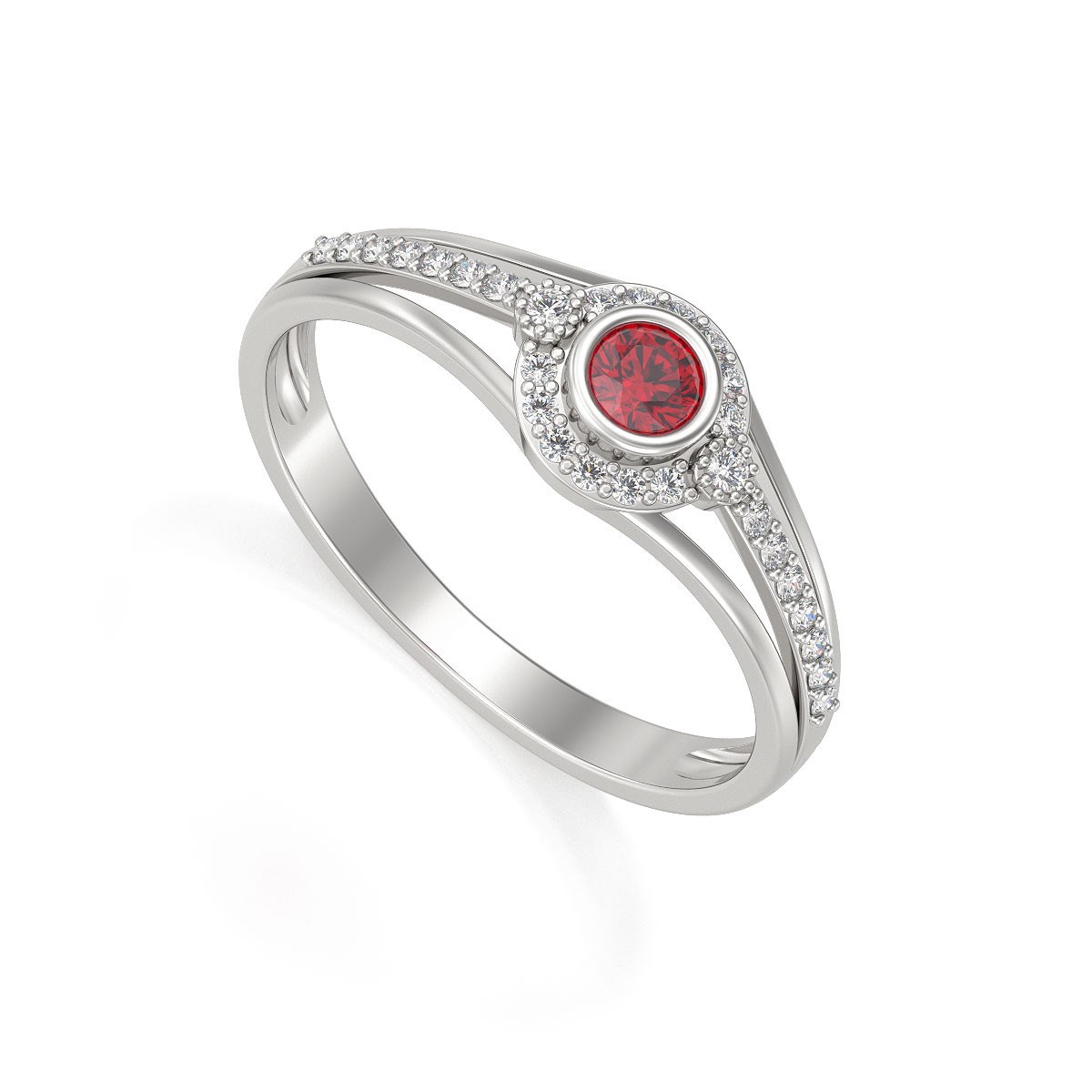 Bague Rubis et diamants sur Argent 925 2.118grs