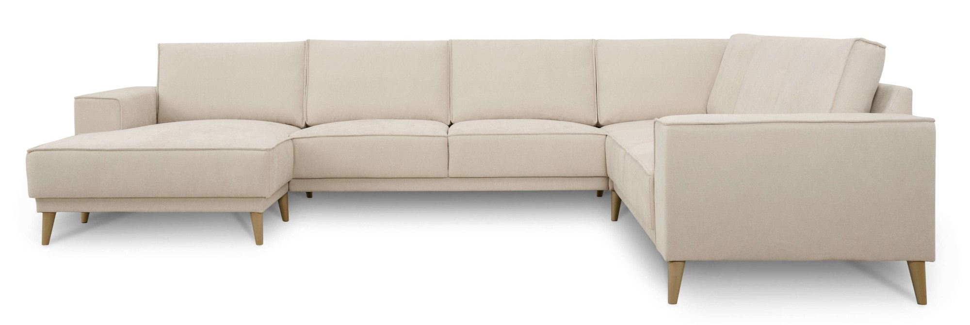 GOODproduct Wohnlandschaft »Oland Skandi, weicher Chenille-Stoff« U-Form, 342 cm, Wellenunterfederung, Skandi-Design, Massivholzfüsse
