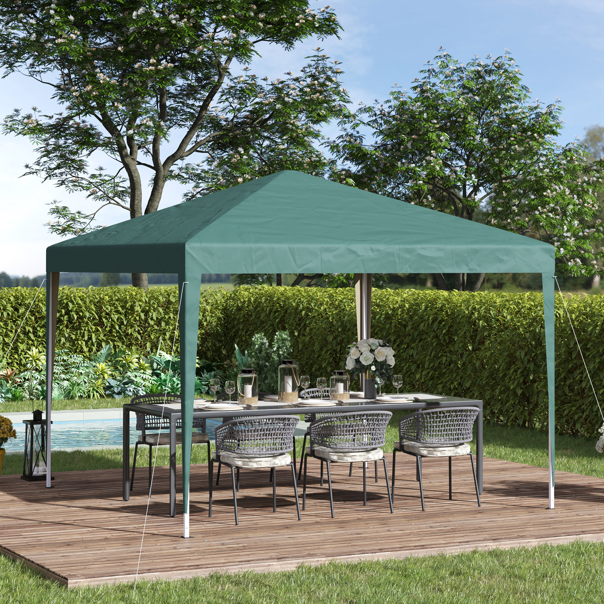 Tenda dobrável verde Outsunny