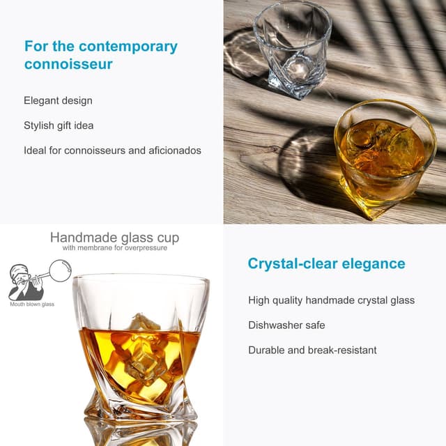 4x whiskyglas Old Fashioned Whiskey krystalglas