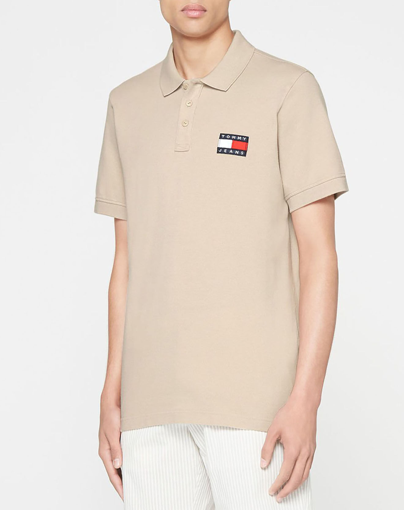 Tommy Jeans Polo 100% Coton Bio regular fit badge beige