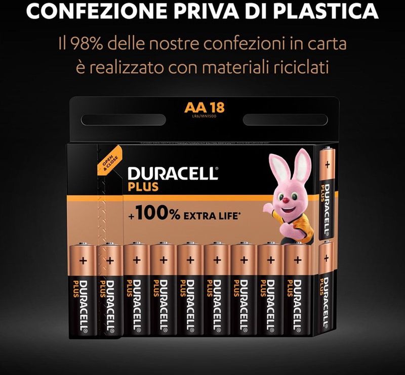 DURACELL Plus Power 100 Alkaline Batterijen AA 16 Stuks