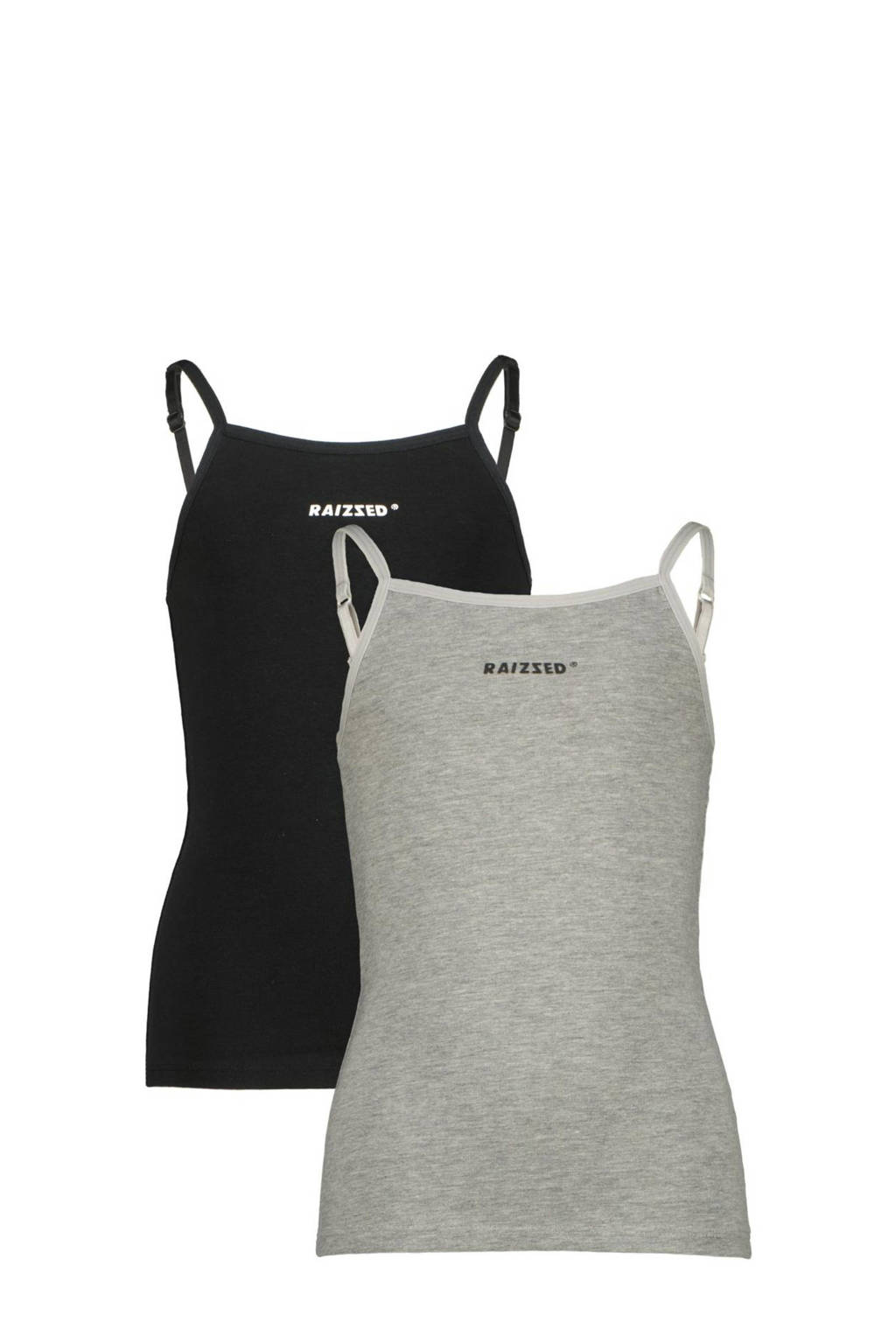 singlet Nora - set van 2 zwart/grijs melange