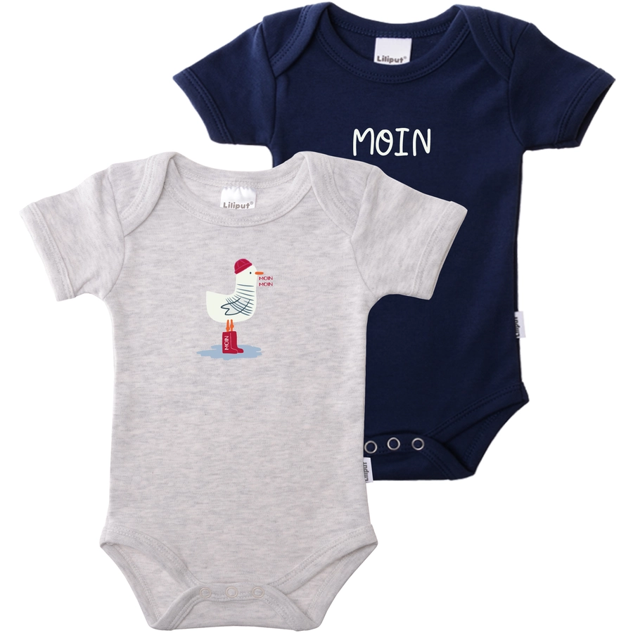 Liliput Baby-Bodies MOIN grau- melange marine