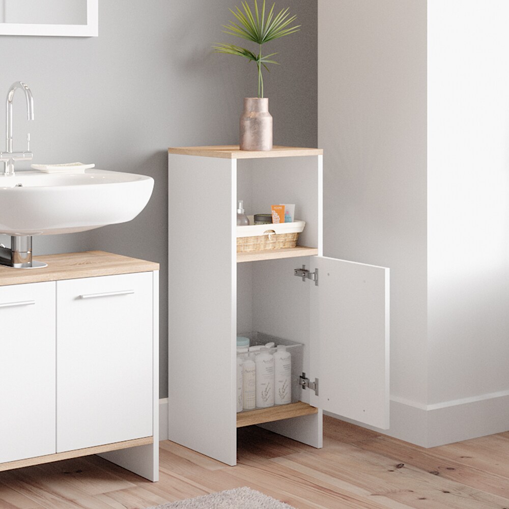 Vicco Midischrank Badschrank Badezimmerschrank Elvio Weiß Sonoma Fächer Ablage