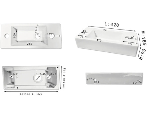 Verschil wastafelset 40 x 18 cm wit / chroom glanzend 38.005.93