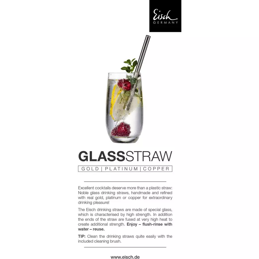 Eisch Glas-Trinkhalm Gentleman 20 cm kupfer