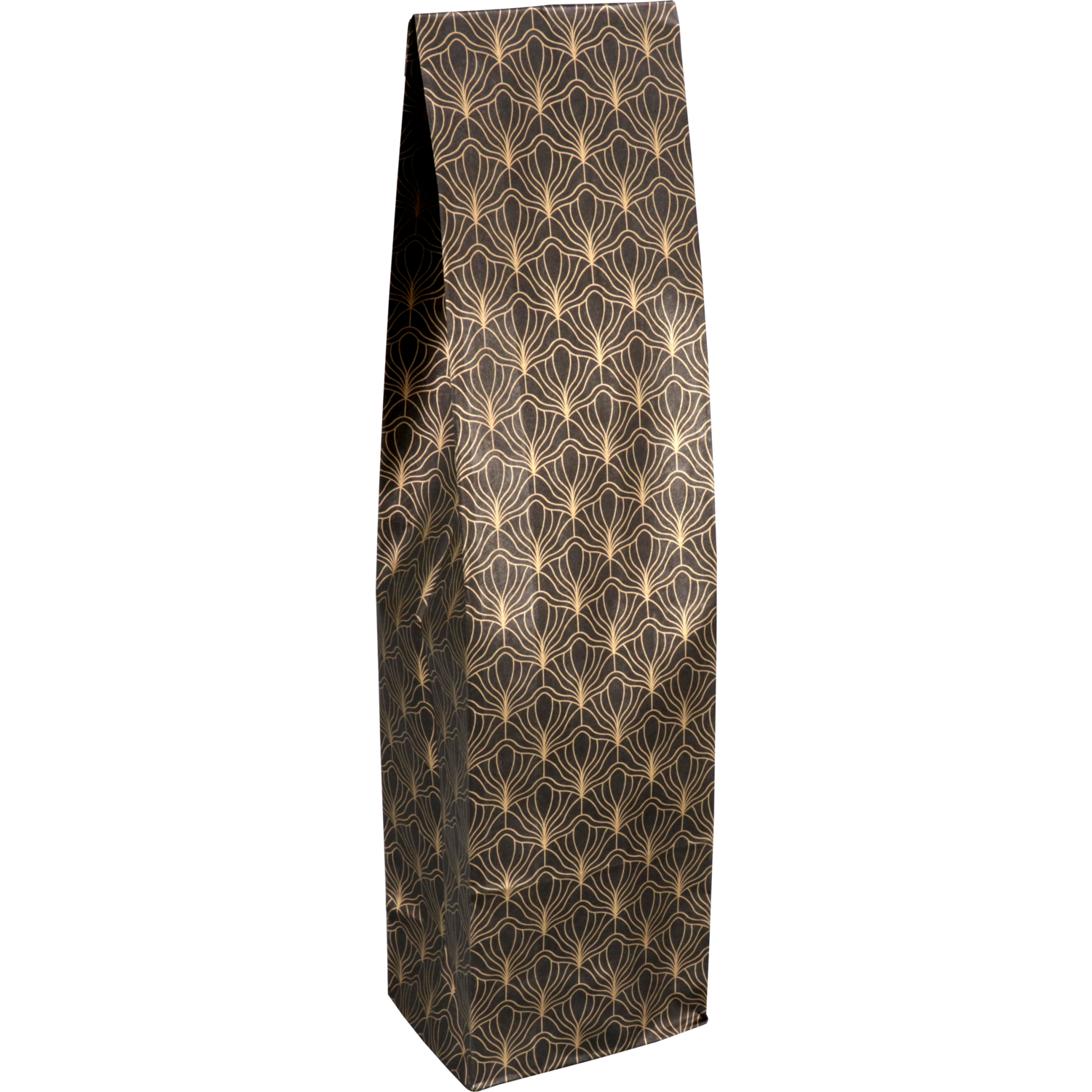 Fleszak, 10x40x8cm, papier, zwart/goud
