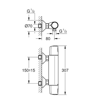 Grohe Precision Trend Cool Touch thermostatische douchekraan 15cm