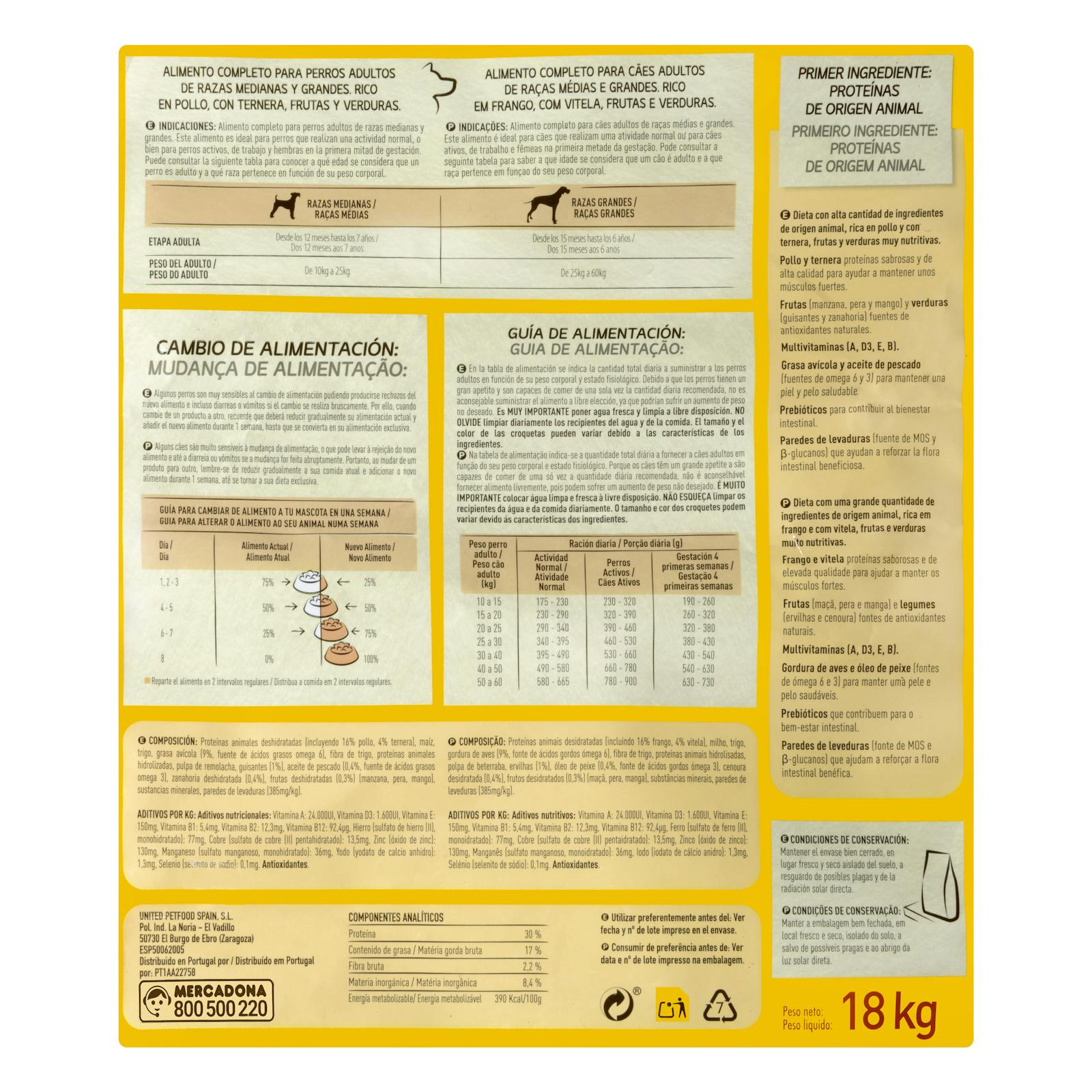 Nourriture pour chien adulte Compy au poulet, bœuf, fruits et légumes