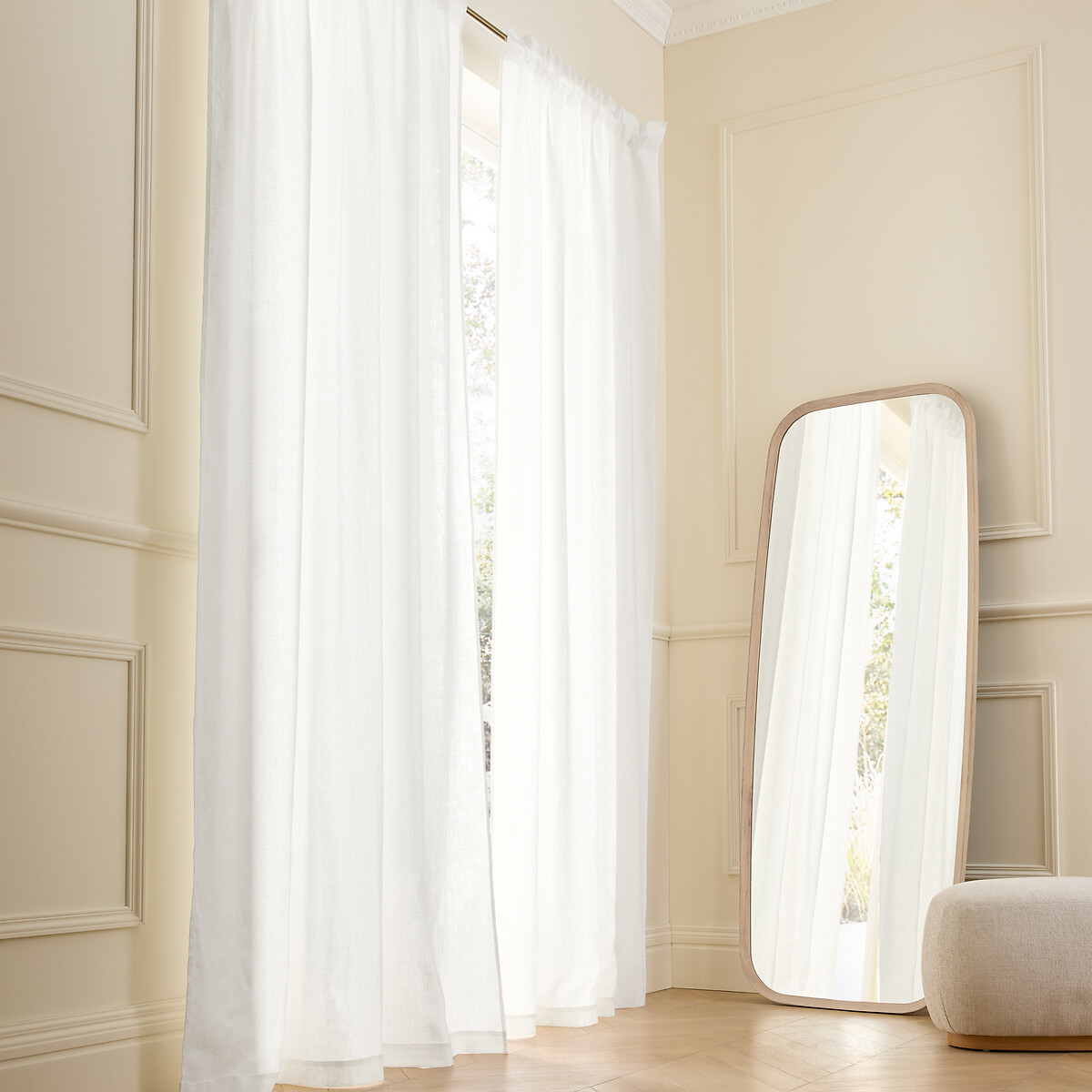 AM.PM<br>Cortina de linho lavado com acabamento em babados, Privado
