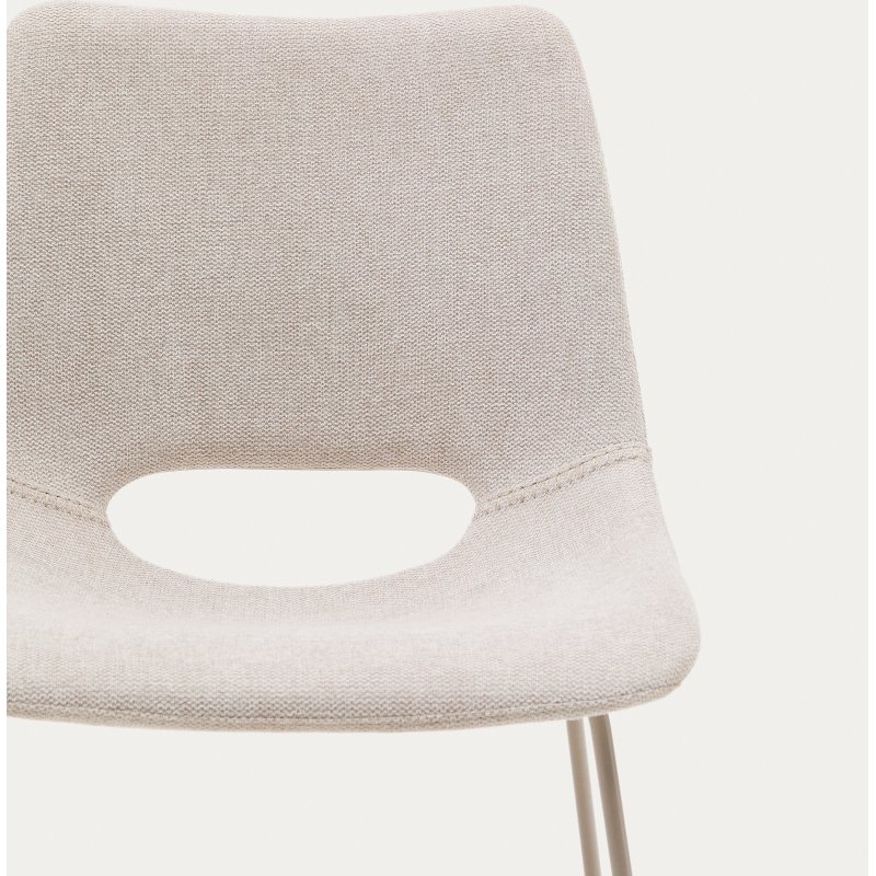 Chaise Zahara beige et pieds en acier beige