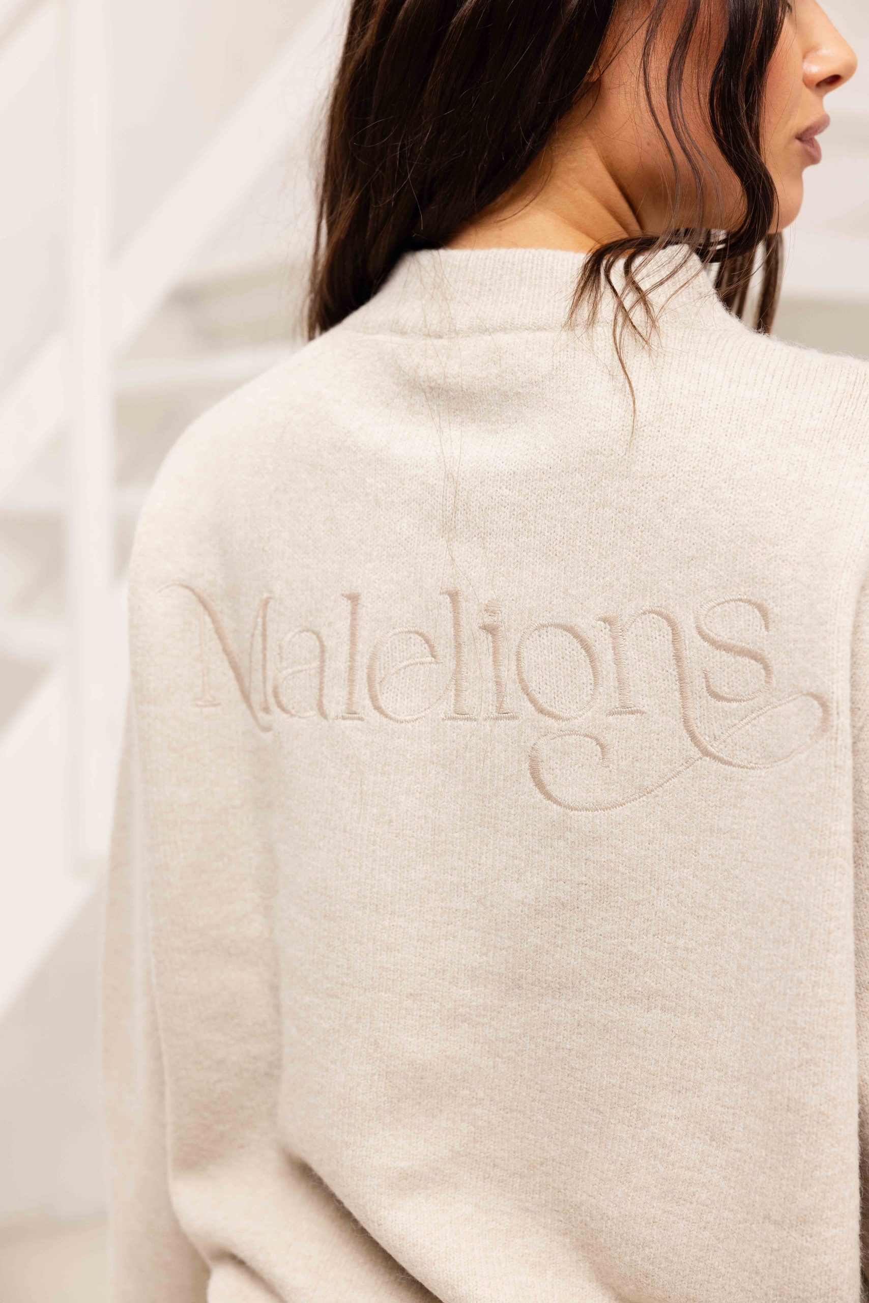 Malelions Oversized Knitted Trainingspak Dames Beige