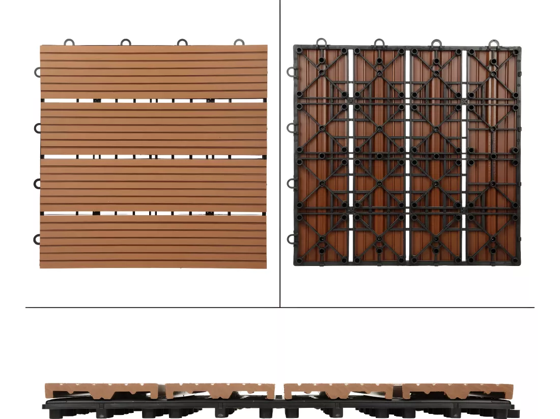 WPC Carreaux 30x30 cm 22 Pièces par 2m² avec Aspect Bois Marron Clair ECD Germany