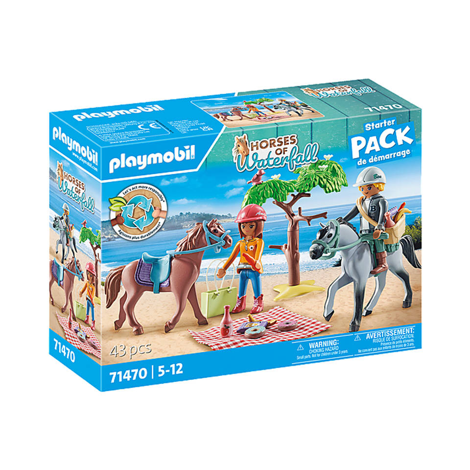 PLAYMOBIL Horses of Waterfall Starter Pack paardrijden naar het strand met Amelia en Ben 71470