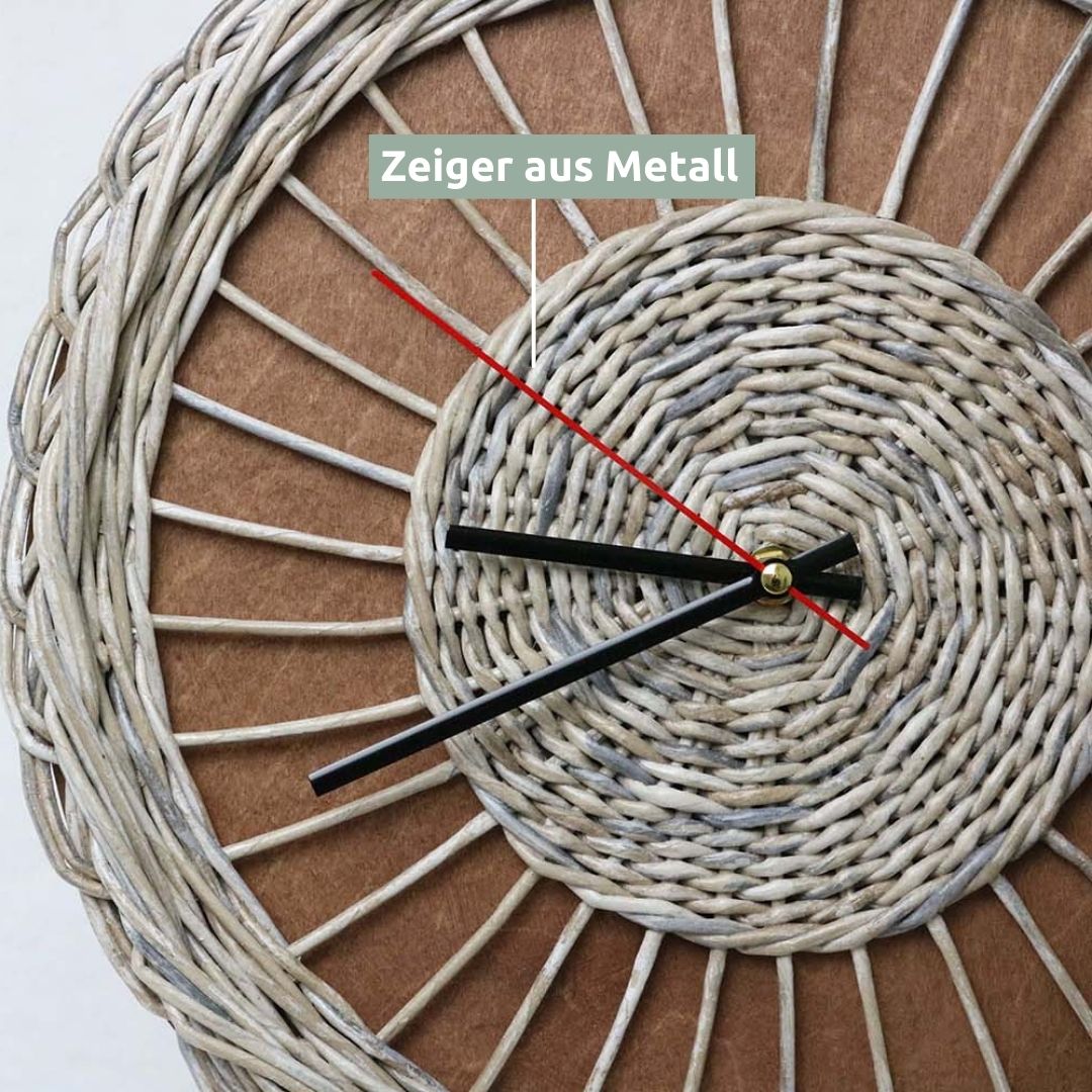 holz4home® Rattan-Wanduhr „Weave“