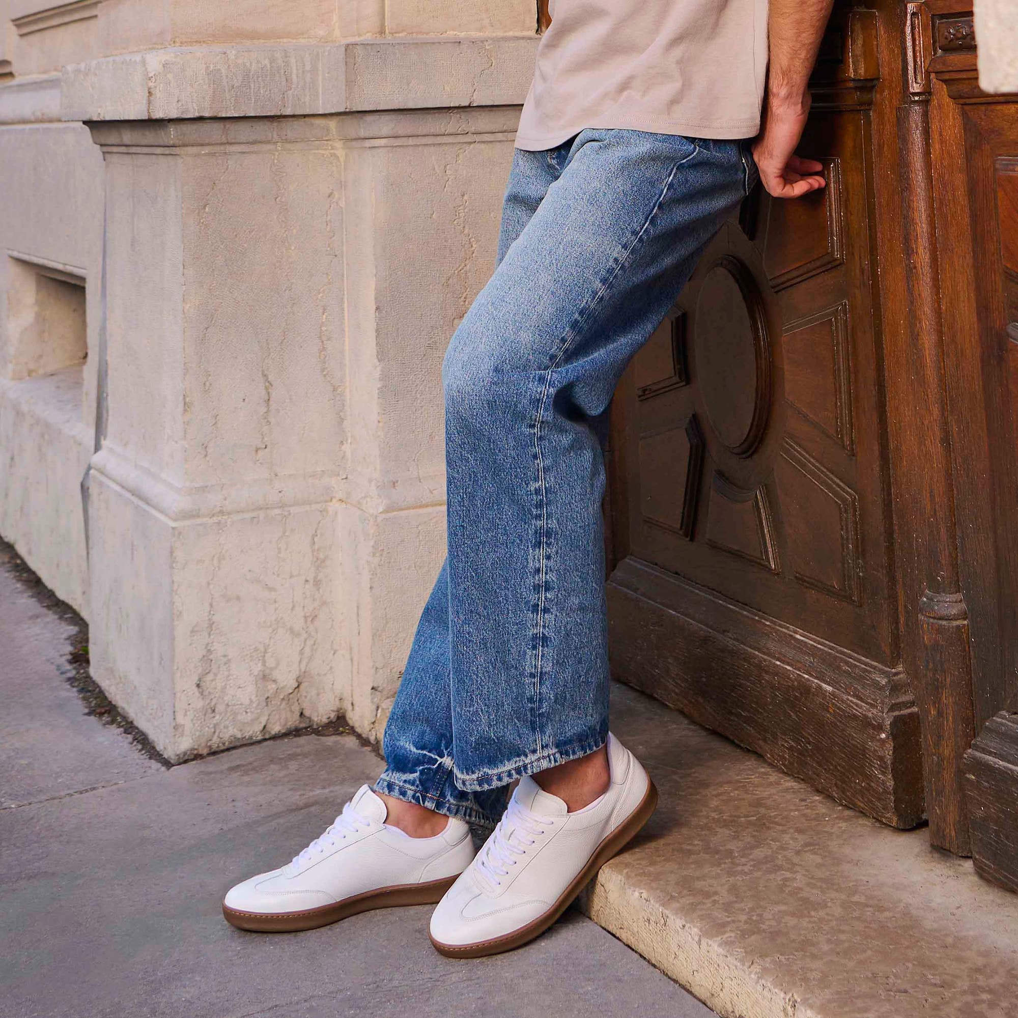 Baskets basses Homme en cuir blanc