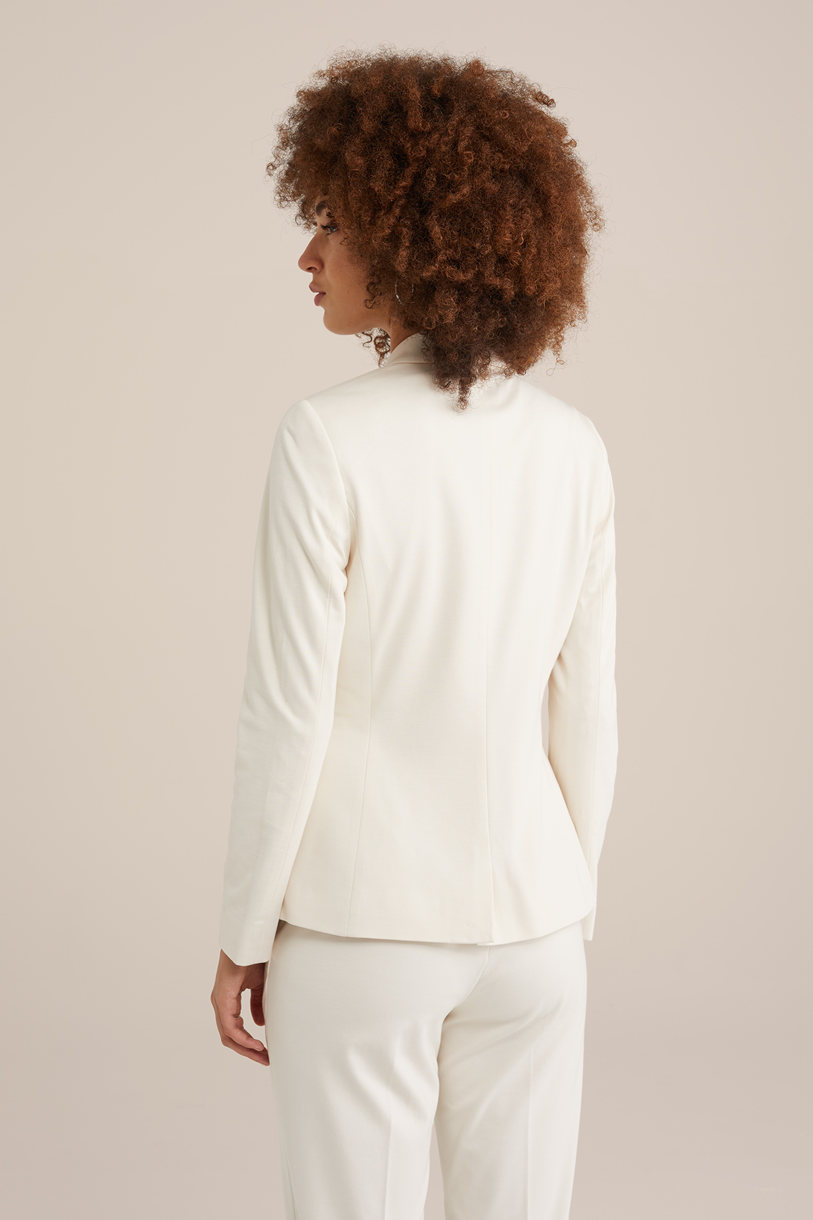 getailleerde jersey-stretch blazer WE Fashion Gebroken wit