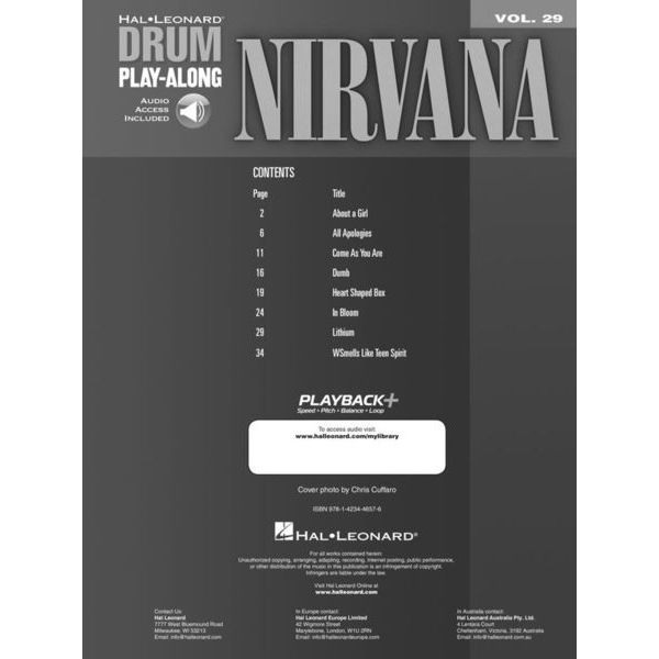 Hal Leonard Drum Play-Along Nirvana